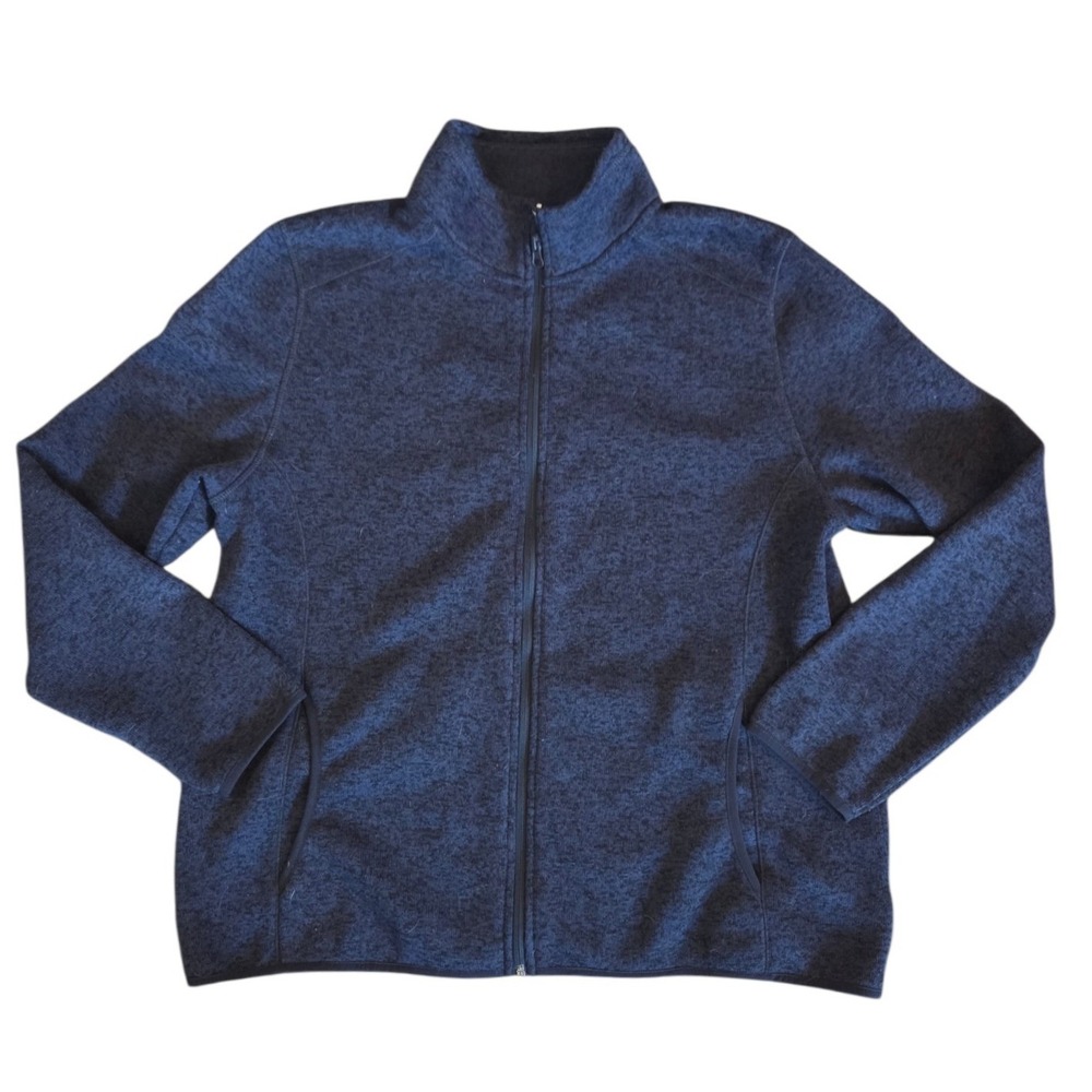 Eddie Bauer Womens XXL Navy Blue Full Zip Sweater Fleece Jacket EBW32LK104P